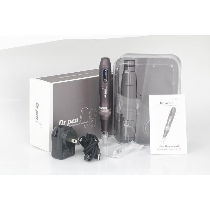 Електрична дерма-ручка A10 з РК-дисплеєм та 5 рівнями, вкл. 10 картриджів з голками Регульована 0-2,5 мм Бездротова мікроголкова дерма-ручка для шкіри обличчя