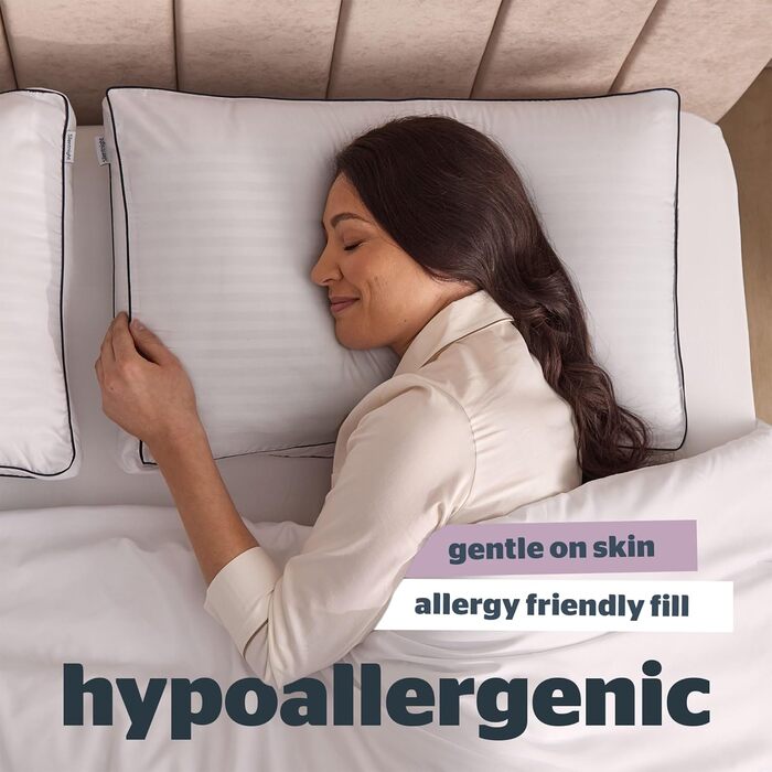 Підтримуюча подушка Silentnight Luxury Hotel Collection Box подушка готельної якості для сну на спині та боці з коробчастою коробчастою конструкцією для додаткової підтримки голови, шиї та плечей