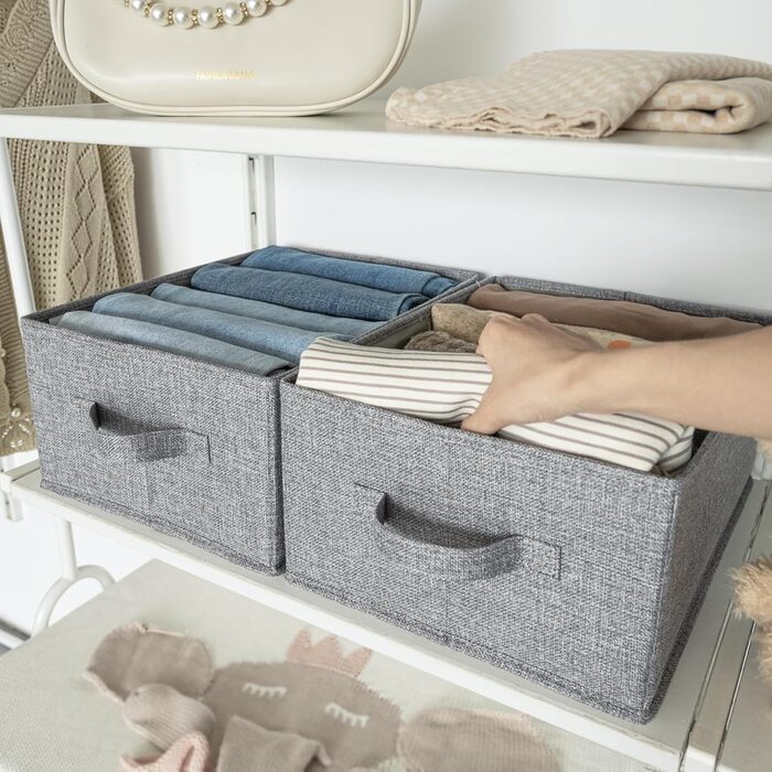 Органайзер для штанів GRANNY SAYS для гардеробу, 2 шухляди-органайзери, органайзер для гардеробу для футболок, світло-сірі коробки-органайзери для джинсів для гардеробу, складні коробки для зберігання одягу, 2 шт., світло-сірий
