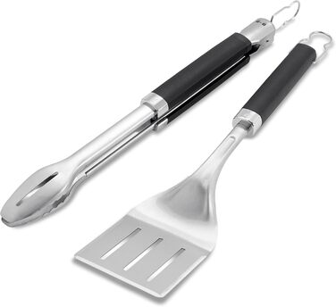 Набір аксесуарів для гриля Weber Premium (2 предмети) щипці та лопатка з нержавіючої сталі, 46 см, сріблясті (6763)