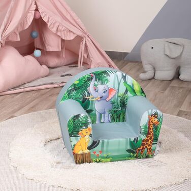Дитяче крісло від 1 року Зручне та легке Крісло для дитячої кімнати Чохол, який можна прати Мяка пінопластова підкладка (Jungle Elephant)