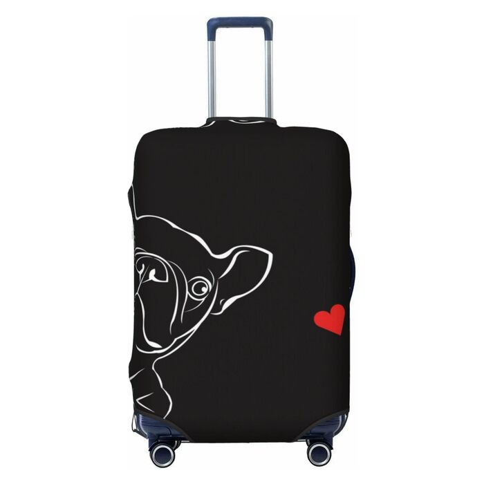Чохол для валізи для французьких бульдогів, міцний, підходить для валіз розміром 45.7 - 81.3 см, розмір XL, Чорний, X-Large