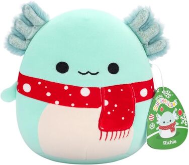 Сквішмелоу Оригінал 19,1 см Річі, синьо-зелений аксолотль у червоному шарфі в горошок