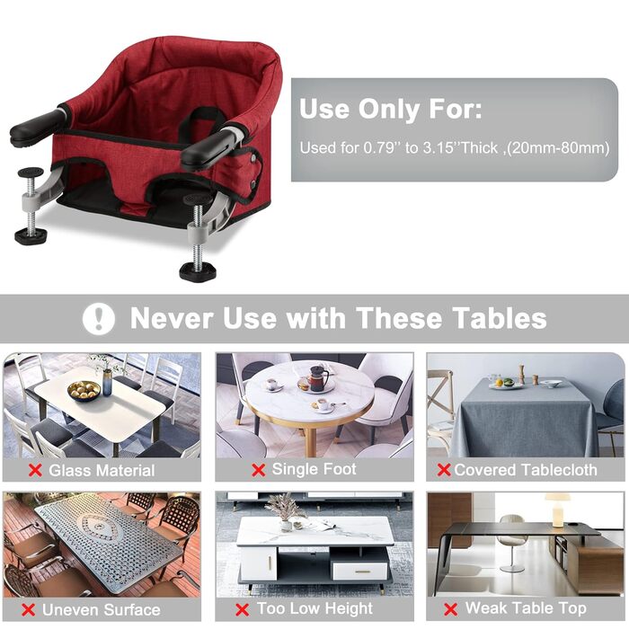 Гачок на стілець, стільчик для годування, складний, портативний, дитяче крісло, високе навантаження, кріплення до швидкого стільця