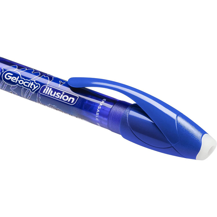 Ручка BIC Gel-ocity Illusion Rollerball, 2 гелеві ручки з 6 картриджами для заправки, синій і чорний, середня щільність лінії, набір з можливістю повторного видалення та стирання з заправками