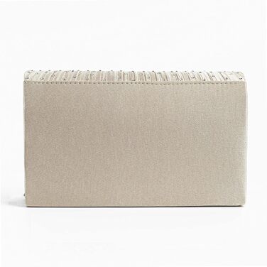 Блискуче клатч-конверт з сатину та стразами на ланцюжку для вечірки, весілля, балу. Бежевий колір. Модель 06269