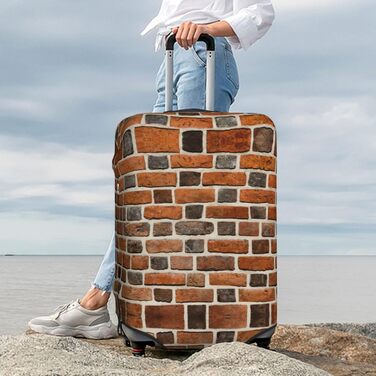 Чохол для валізи Цегляна стіна з еластичної тканини, захисний від подряпин та пилу, чорний, розмір 85 см