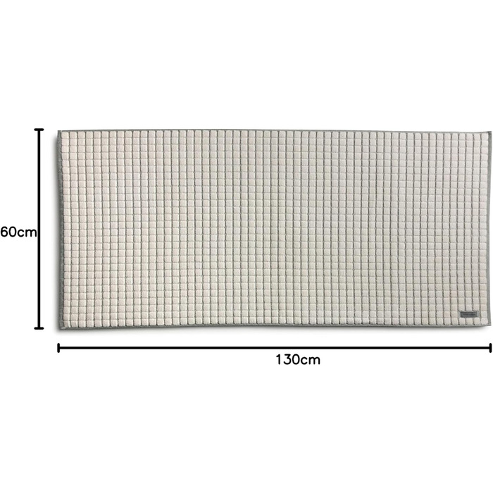 Килимок для ванної Mve Eden з картатим візерунком, 60 x 130 см, виготовлений зі 100 бавовни, Натуральний/Чорний, 60 x 130 см (прямокутний), Натуральний/Чорний