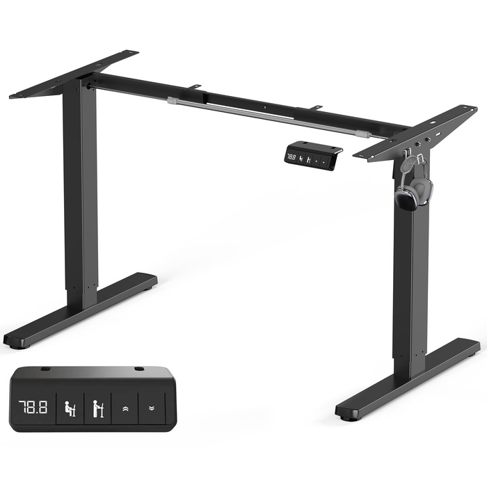 Електрична рама столу з регулюванням висоти та потужними двигунами, рама столу з регулюванням висоти, функцією запобігання зіткненням та пам&39яттю положення, чорна