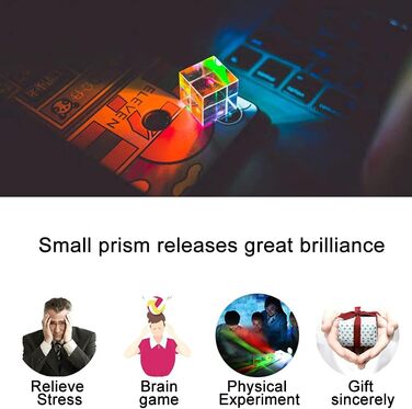 Трикутна призма з оптичного скла MIFANI, кубічна призма з оптичного скла, дисперсійна призма RGB для фізики та декорування, 4 розміри на вибір, 4 x 4 x 4 см, 45 x 45 x 45 мм (розмір 50x50x40 мм)