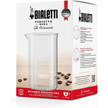 Запасний стакан Bialetti 3240 Caffettiera 1 Litro 8 Tazze, Trasparente, Altro 1000 мл