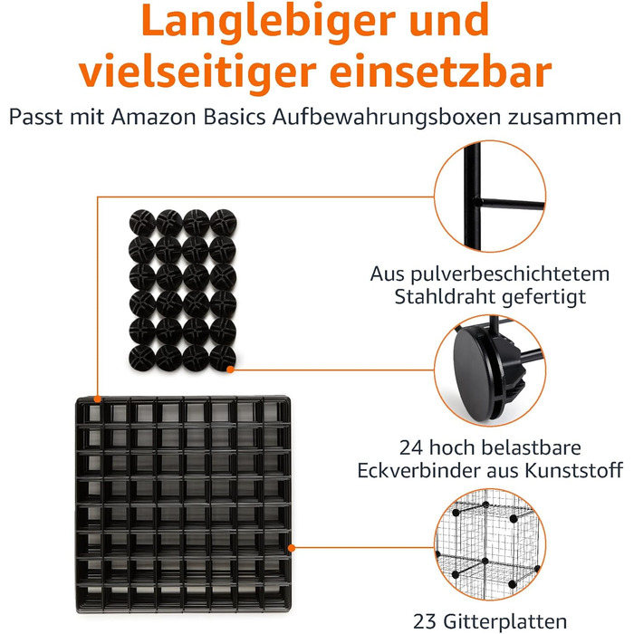 Штабелювані полиці для зберігання Storeo Basics з 6 кубиками, дротяна сітка, 66 x 32 x 96,5 см, чорні 6 кубиків - 66 x 32 x 96,5 см чорні