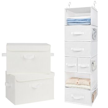 БАБУСЯ КАЖЕ набір тканинних коробок для зберігання та 6 складних підвісних полиць