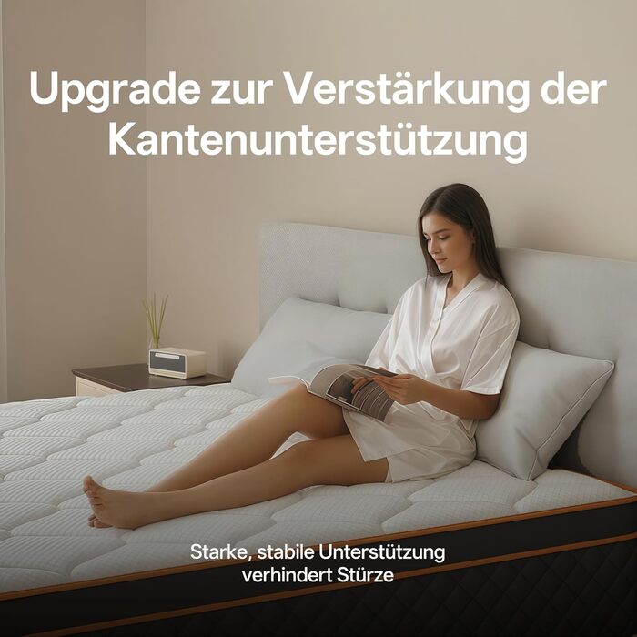 Матрац 180x200 см, висота 25 см, 7-зонний пружинний матрац, рівень жорсткості H3, ортопедичний та ергономічний пружинний матрац із шаром піни з ефектом пам&39яті, розвантаження спини 180200 см