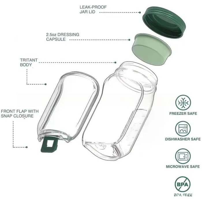 Салатна капсула, салатна капсула, контейнер для салату, банка для салату, коробка на винос, складна салатна вертлюжка, портативна салатна капсула, коробка для снеків з кришкою, підходить для дому, відпочинку на природі, подорожей та вечірок (зелений)