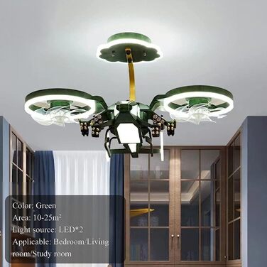 Тихий вентилятор світильник Стельові вентилятори з підсвічуванням Стельові вентилятори в формі гелікоптера світильник з дистанційн