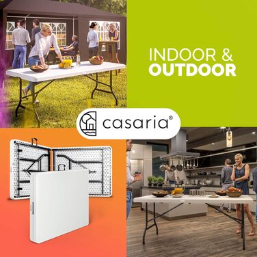 Садовий стіл Casaria 183x76 см, складний, водонепроникний, портативний, пластиковий, садовий, патіо, кемпінг, балконний, розкладний, кемпінговий, фуршетний, білий