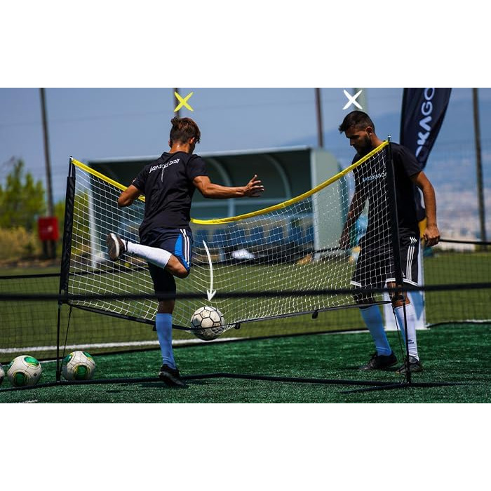 Тенісна сітка BazookaGoal 300x100 см, повний комплект - регульована та складна - волейбольна сітка для дітей та дорослих - розсувна та складна - теніс - волейбол - бадмінтон - висока якість