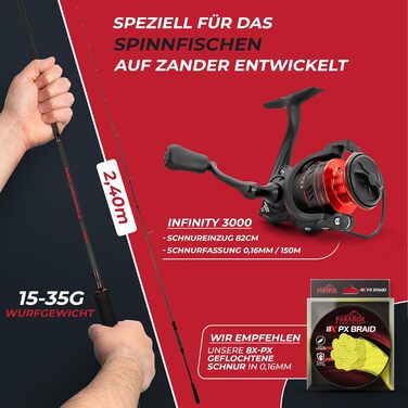 Вудилище для спінінгу Paradox Fishing Firetiger I 2.1 м/2.4 м/2.7 м I 5-20 г/ 15-35 г/ 20-60 г I Вудилище для лову окуня I Вудилище для судака I Вудилище для щуки - Вудилища для спінінгу 2.4 м 15-35 г котушка 3000 Вудилище та котушка