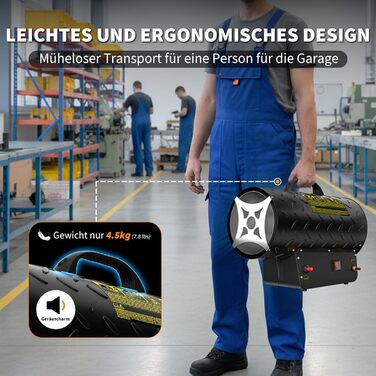 Газовий обігрівач для використання в приміщенні, газовий вентилятор-обігрівач потужністю 30 кВт, газовий обігрівач, газовий вентилятор-обігрівач, газовий вентилятор-обігрівач на пропані, потік повітря 700 м/год, включаючи газовий шланг 1,4 м та 700 мбар