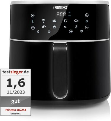 Цифрова фритюрниця Princess Змінна місткість контейнера максимум 8 л 6 попередньо встановлених програм Менше олії Цифровий дисплей 182254 8 літрів