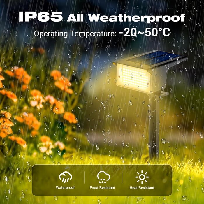 Світлодіодних сонячних прожекторів для саду, 3000K теплий білий сонячний прожектор, водонепроникний IP65, 3 режими, 800LM сонячне освітлення, сонячні лампи від сутінків до світанку для двору, дерев, доріжок, вуличних рослин, теплий білий, 4 шт., 4 шт./77