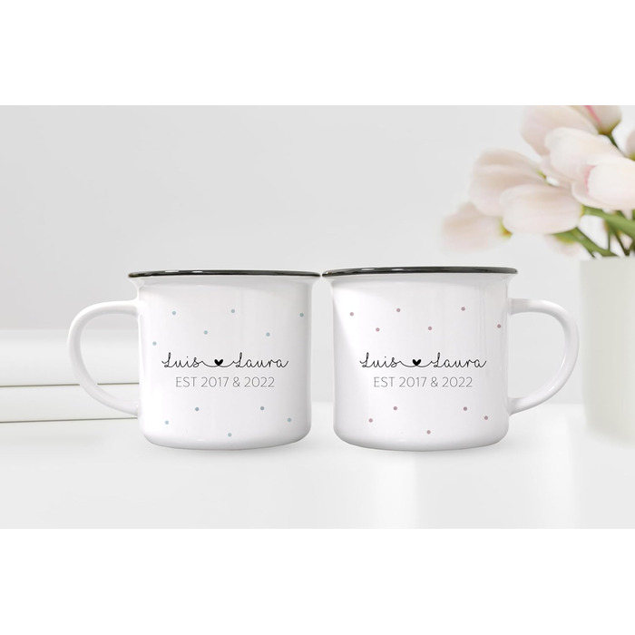 Персоналізований набір із 2 чашок Бабуся Дідусь Кераміка Ідея подарунка для бабусі й дідуся Оголошення про вагітність (Бабуся Дідусь Емальований вигляд)