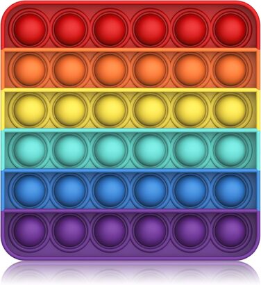 Силіконова сенсорна Fidget Toy, Anxiety Relief Finger Toys Аутизм для ADHD Squeeze Toys (Rainbow-Square)