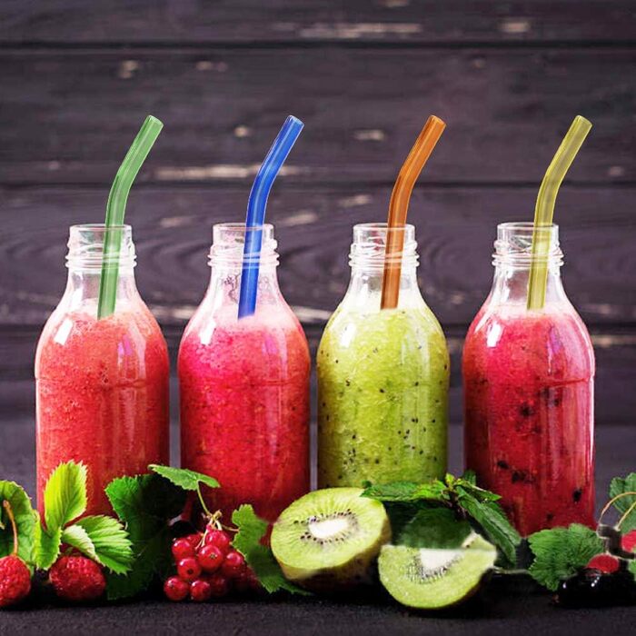 Предметів скляні соломинки кольорові багаторазові - Коктейль із широких скляних соломинок - різнокольорові скляні соломинки - здор