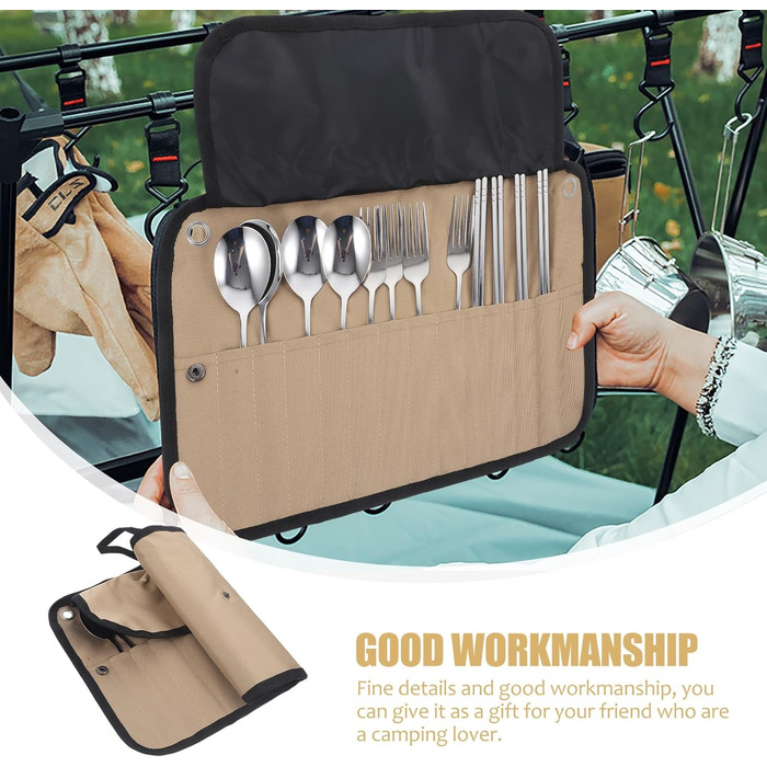 Набір столових приборів PACKOVE для кемпінгу та пікніків, нейлоновий посуд із сумкою для перенесення для барбекю та активного відпочинку на свіжому повітрі