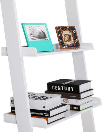 Полиця-драбина Casaria Біла 180x65 см 5 полиць, вантажопідйомність 10 кг кожна, Дерев&39яна, Велика, Декоративна, Квіти, Книги, Ванна кімната, Вітальня, Кухня, Окремостояча полиця, Книжкова полиця, Полиця