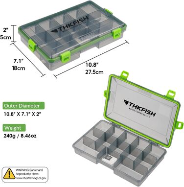 Водонепроникні ящики для рибальських снастей THKFISH, 2 шт. рибальська коробка 3600, прозора коробка для снастей, рибальські коробки зі знімними роздільниками, коробка для рибальських приманок, рибальська скриня, коробка для воблерів червоного кольору