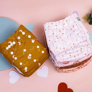 Підгузки тканинні дитячі, багаторазові, що перуться, 6 підгузків 12 тканинних вкладишів 6DM104-EN