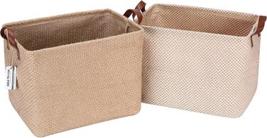 Упаковки з джуту та бавовни Льон Невеликий кошик для зберігання Мила квадратна коробка для туалетних іграшок Будь-який предмет 28,7 літра Настільний органайзер для гаджетів (стиль А), 2