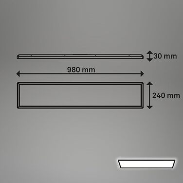 Стеля LED-панель BRILONER 98x20 см, 36Вт 4800лм, з непрямим світлом, ультратонка (3 см), нейтральний білий колір, чорна прямокутна люстра для вітальні та кухні