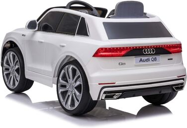 Дитячий електромобіль Audi Q8 - ліцензійний акумулятор 12В та 2 двигуни - 2,4ГГц MP3 шкіра Єва (Біла) Біла