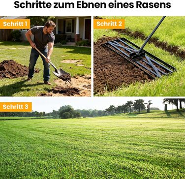 Гребінь для вирівнювання газону 75x25 см, садовий рівняч з подовженою ручкою 190 см для двору та саду