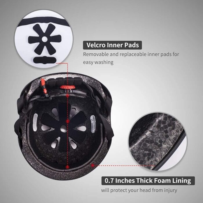 Шолом для скейтера, велосипедний шолом, шолом для дорослого велосипеда, скейтборда, самоката, BMX, дитячий, дорослий (дорослий (L))