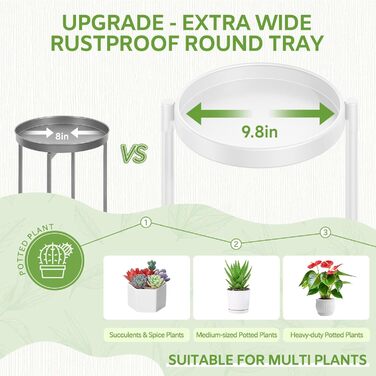 Велика металева підставка для рослин з 6 ярусами, підставка для квітів, полиця для рослин, для використання в приміщенні/на вулиці, складна підставка для рослин для саду, балкону, вітальні, біла/чорна, 6 ярусів, білий