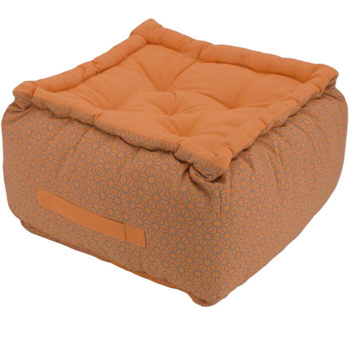 Товста підлогова подушка Lara - Висота 20-25 см - Пуф - Оттоманка - Табурет - 40x40x25 см - 100 бавовна (Захід сонця/Персик) Захід сонця / Персик