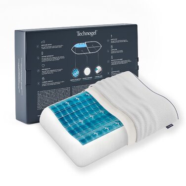 Анатомічна ортопедична подушка для шиї Technogel нового покоління, антибактеріальна, гелева подушка для шийного відділу хребта для сну на спині та боці, вкл. наволочку