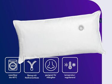 Ортопедична водяна подушка Traumnacht з регульованим рівнем наповнення, чохол зі 100 бавовни, 40 x 80 см, розроблена в Німеччині - вироблено в ЄС, біла, (1 упаковка)