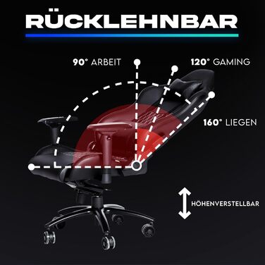Ігрове крісло KLIM Esports - НОВИНКА 2024 року - З підтримкою попереку та шиї - Регульоване ігрове крісло Ергономічне крісло для П