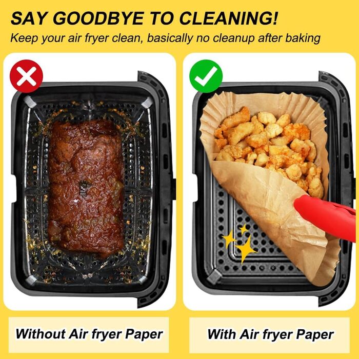 Папір для випічки BYKITCHEN 210 шт. для фритюрниці Шухляда Ninja Flex AF500EU подвійна зона, аксесуари для фритюрниці 10,4 л для Ninja Foodi AF500EU AF500EUCP, також сумісний із великим папером для випічки Cecotec Dual 9000 9 л