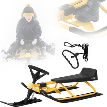 Німеччина Санки з кермом, дитячі санки від 5 років, скібоб для дітей та дорослих до 90 кг, санки з кермом, ножні гальма, тяговий т