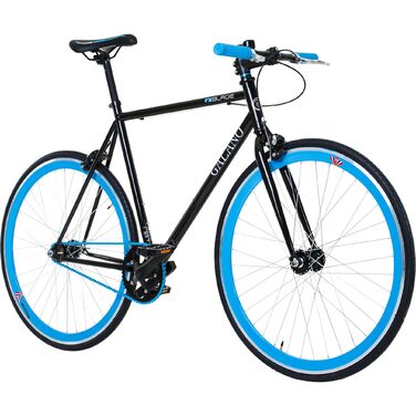 Велосипед Galano Blade Fixie для чоловіків та жінок, зріст 165-195 см, ретро-велосипед з однією швидкістю, 28-дюймові колеса, різні розміри, міські велосипеди з фліп-флоп втулкою, шосейний велосипед, міський велосипед, чорний/синій, 53 см