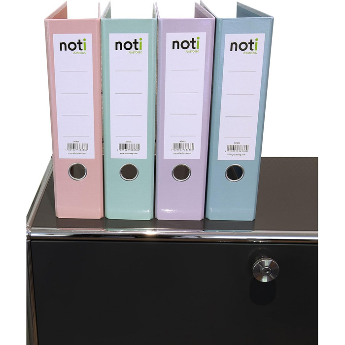 Папка з 4 кольорових папок преміум-класу, пастельні кольори глянцева ламінація зеленого, синього, фіолетового, рожевого кольорів ширина 80 мм для формату DIN A4 із запатентованим надміцним механізмом 85 мм Папки шириною корінця 80 мм з глянцевим покриттям