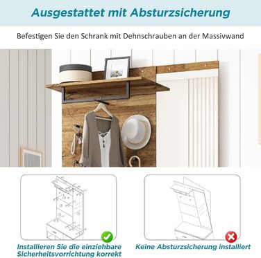 Набір вішалок для одягу Ymkua настінна вішалка, набір вішалок для передпокою з підставкою для взуття, дзеркалом і подушками, набір