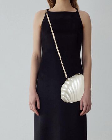 Жіноча вечірня сумочка-клатч з блискітками та оболонкою, блискуча сумочка зі стразами та ланцюжком для весілля, білий 07048