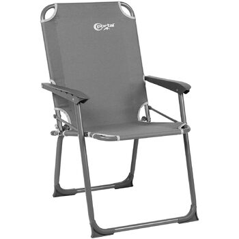 Крісло для кемпінгу Portal, складне, кемпінгове крісло, вантажопідйомність до 100 кг, легке, рибальське крісло, пляжне крісло, складне, висока спинка для використання на вулиці, в саду, на фестивалі, сіре